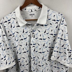 Lands End Polo Shirt XXL/T Whales Print Traditional Fit Short Sleeve Tall Men’s